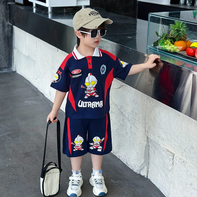 奥特曼衣服男童男童夏装POLO衫套装2025新款酷帅气短袖两件套