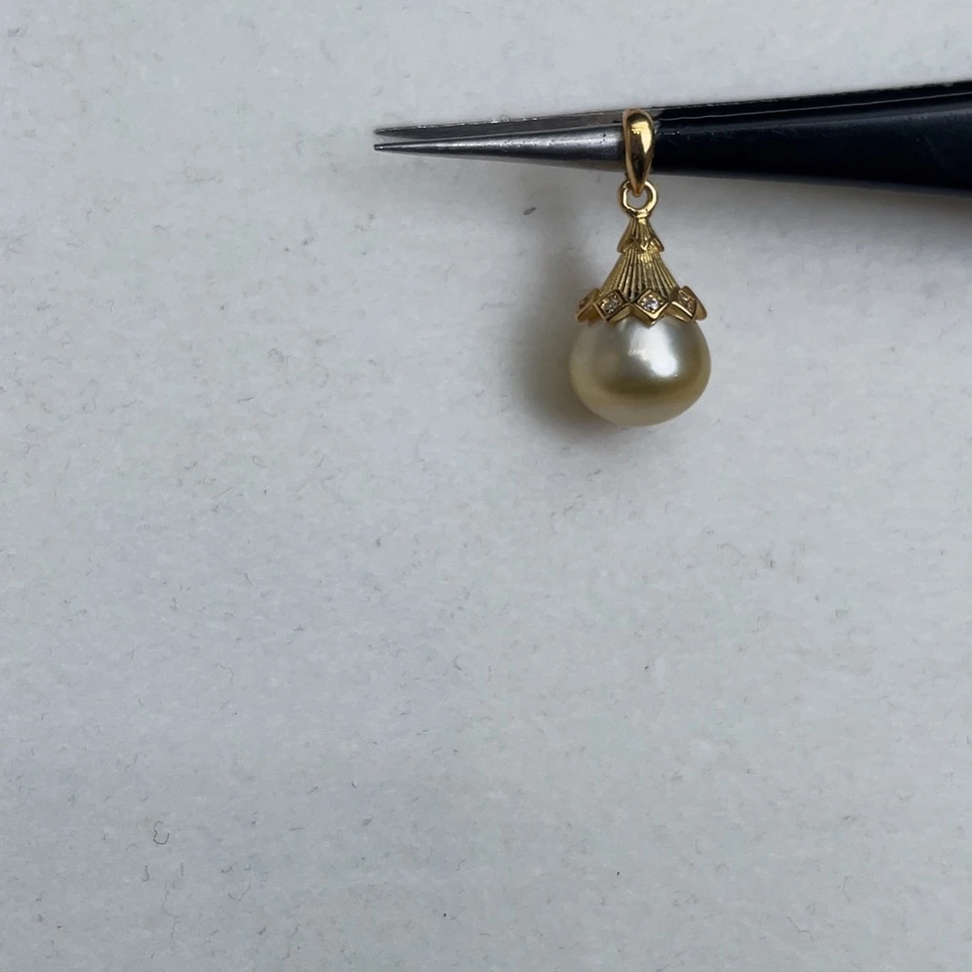 银S925镶嵌海水珍珠吊坠(不含链)