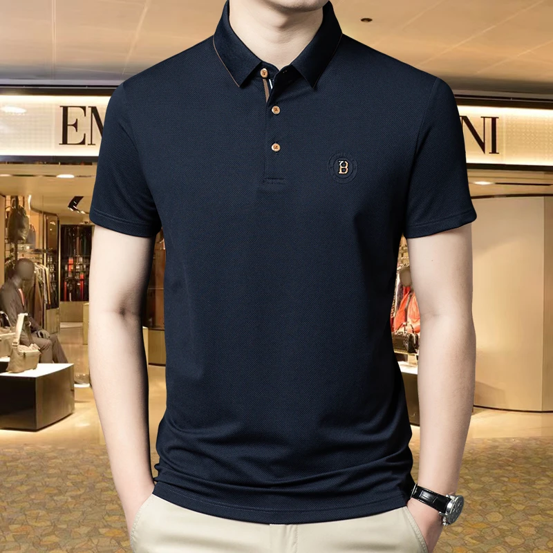 专柜正品欧洲轻奢夏季男士高档薄款翻领短袖POLO衫休闲潮流T恤衫