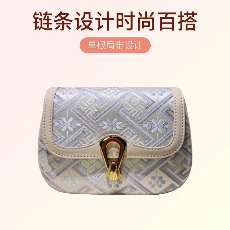 壮锦小香风包包2025轻奢链条小法式迷你公主风百搭斜挎女包