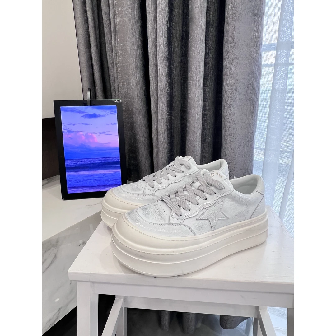 冬冬子-复古做旧 | 擦色星星鞋松糕厚底休闲鞋系带板鞋