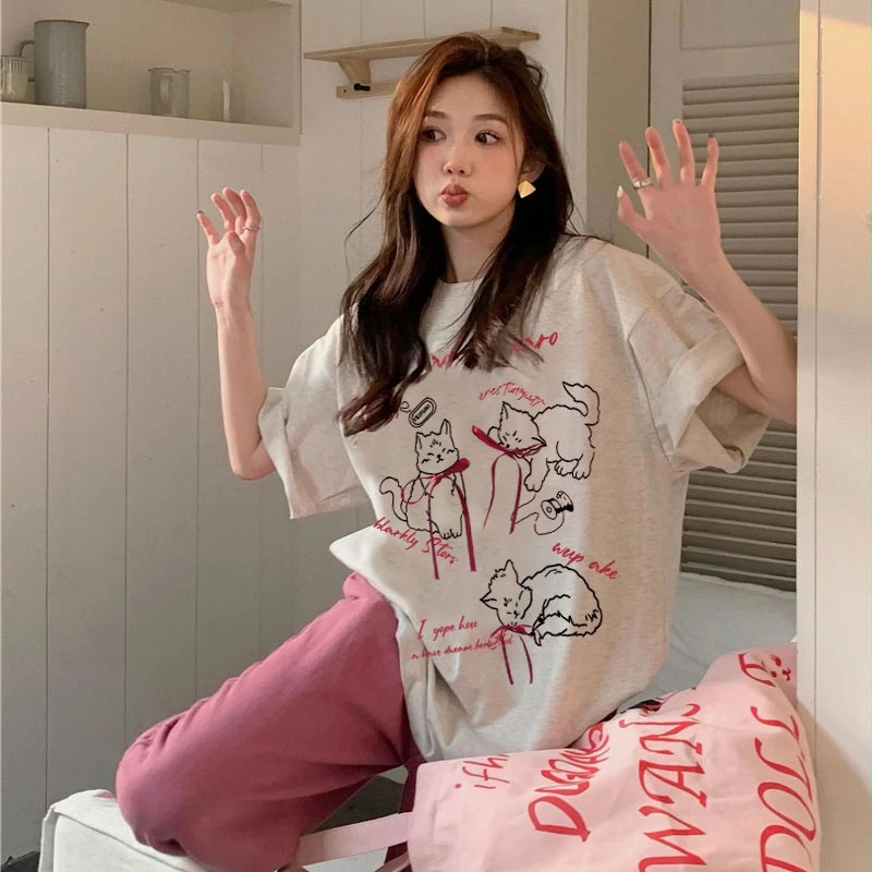 港风胖MM2-300斤大码女装正肩宽松短袖休闲风100%纯棉印花T恤上衣