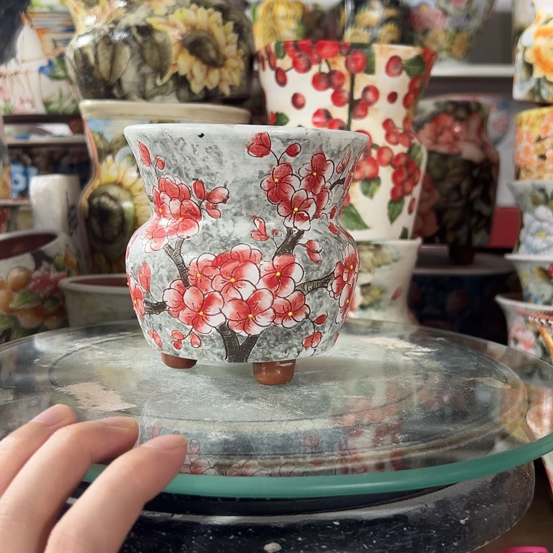 景德镇手绘花盆幸运花盆