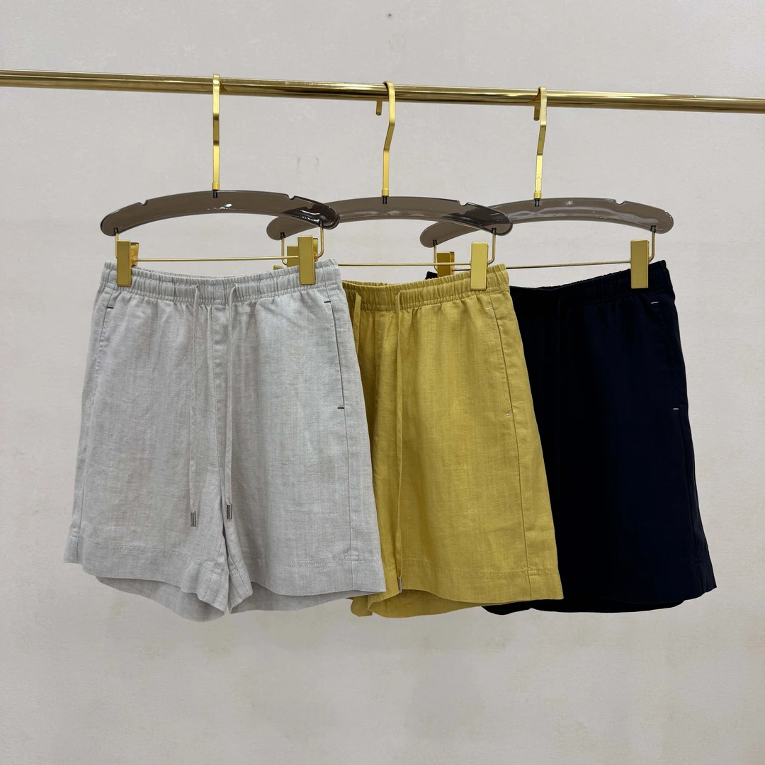 50279【小夫订单】松紧腰宽松显瘦斜纹亚麻短裤A20919