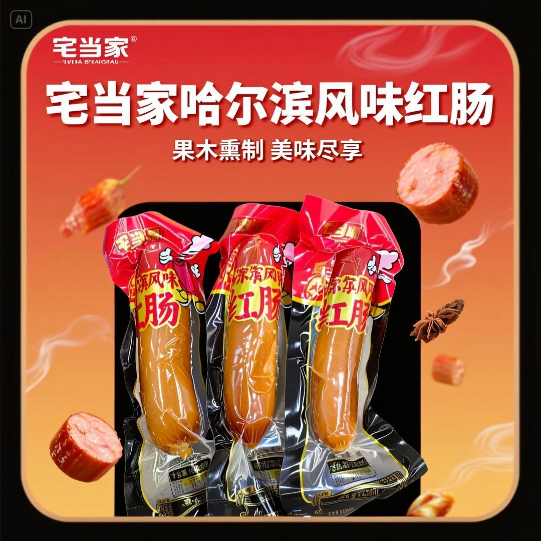 【开袋即食】哈尔滨风味红肠即食熏烤香肠东北烤肠特产火腿肠肉肠