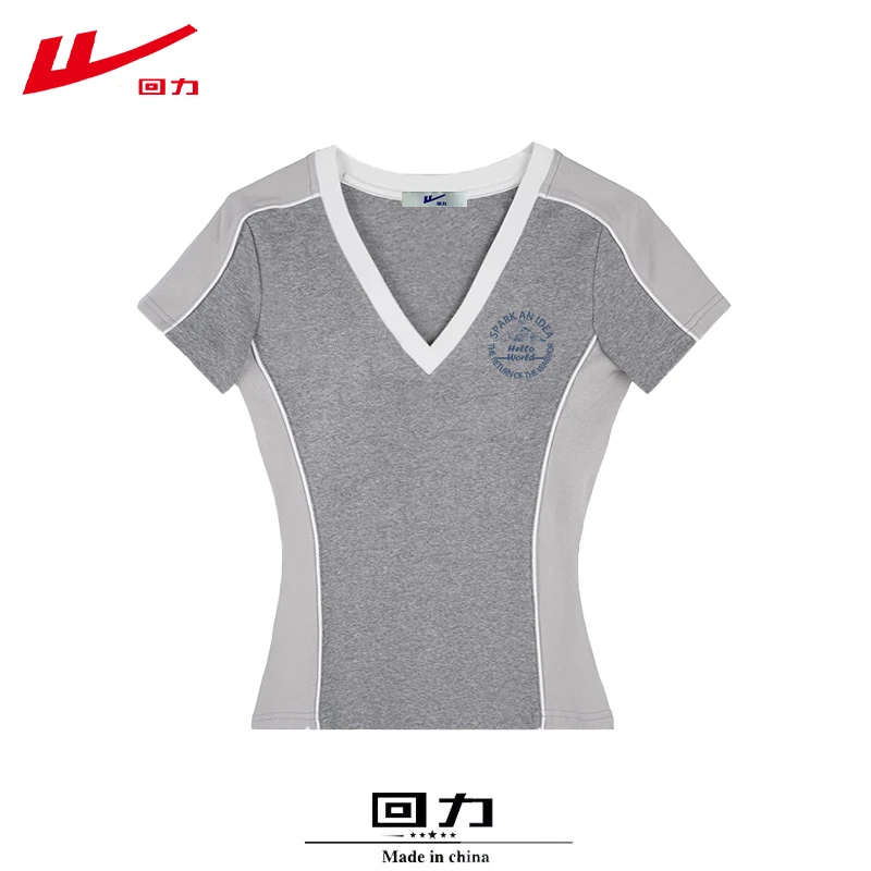 回力夏季时尚显瘦短袖T恤女修身短款辣妹多巴胺嘻哈穿搭夏装棉