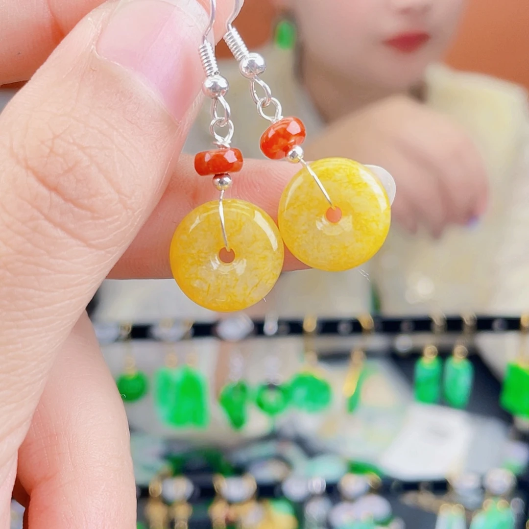 翡翠未镶嵌耳饰饰品