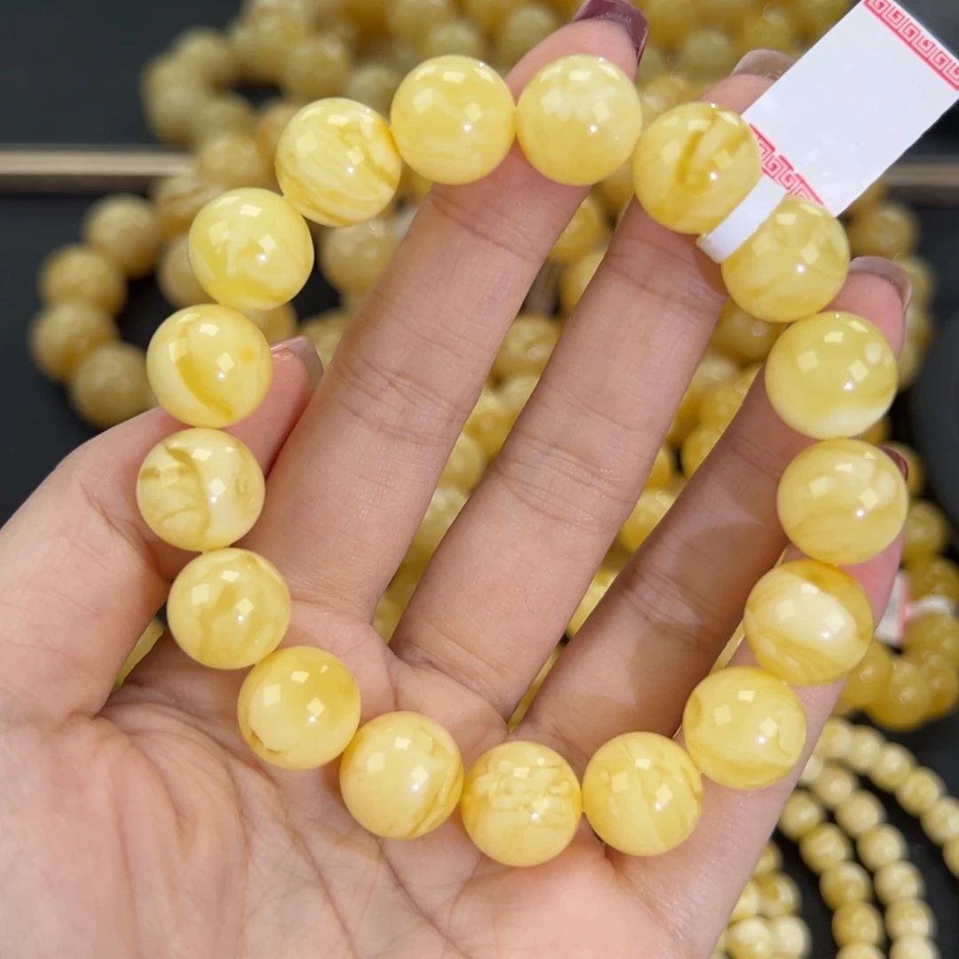 琥珀未镶嵌手链22.8白蜡妖花