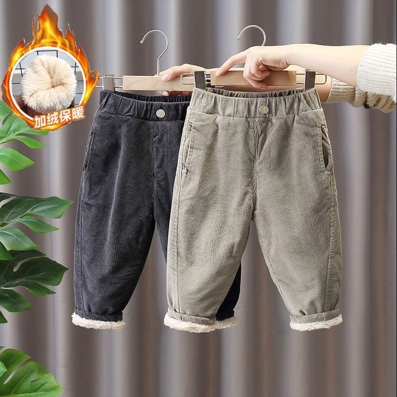 秋冬新品秋新品男童裤子秋款加绒加厚夹棉灯芯绒女童秋装潮款裤子