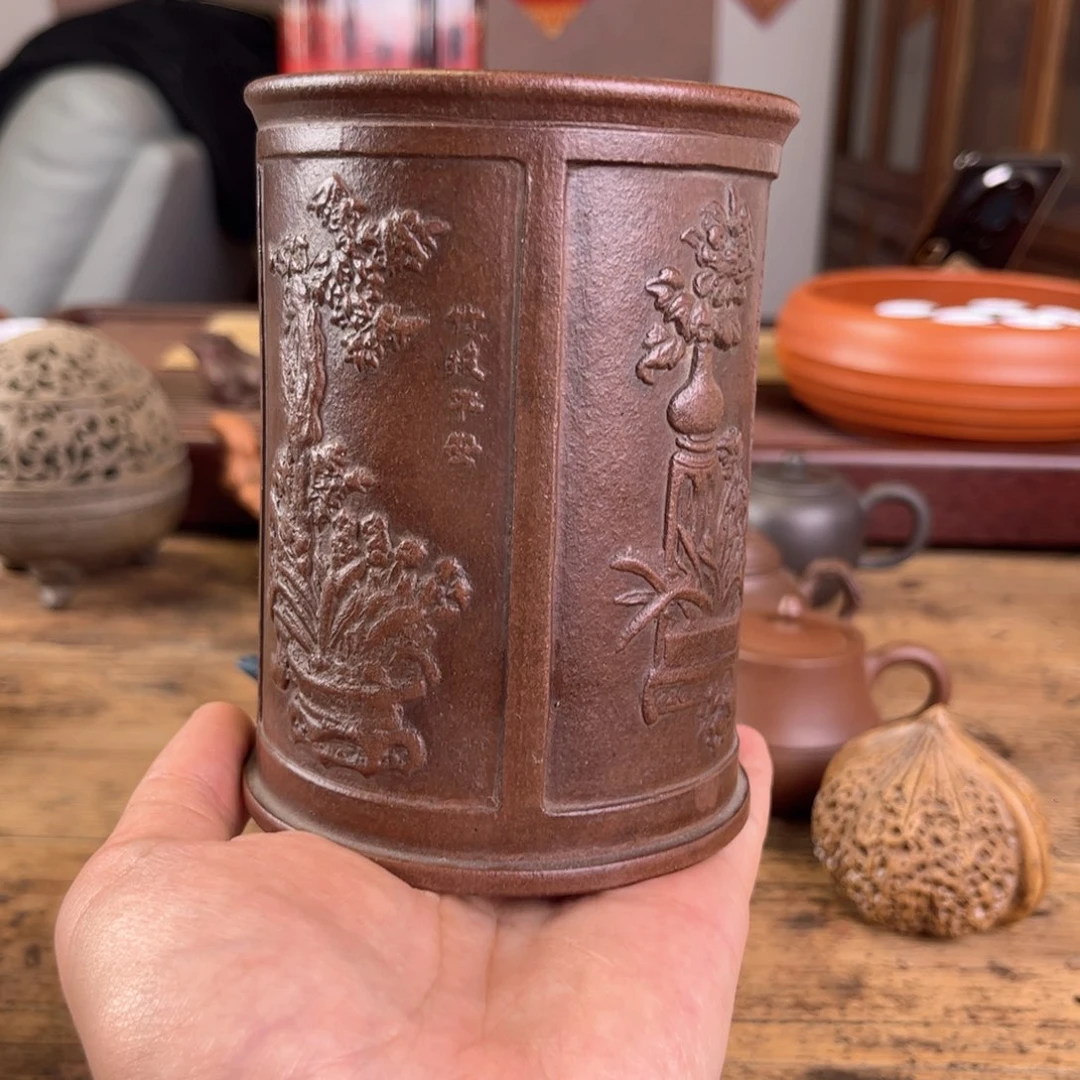 紫砂茶杯好*?紫砂笔筒