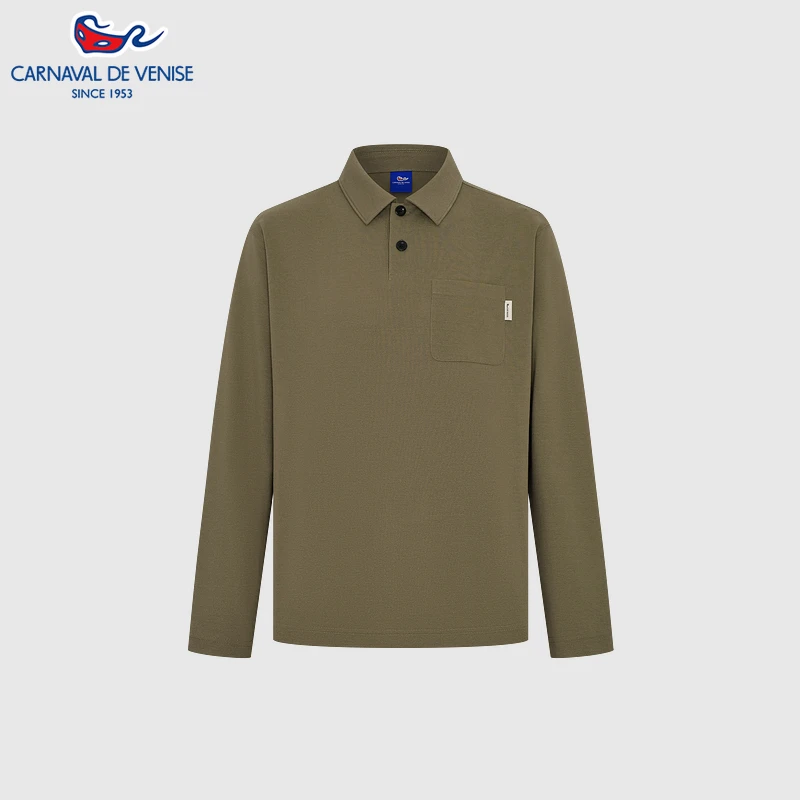 carnavaldevenise威尼斯25春季新品男装长袖翻领T恤休闲运动弹力