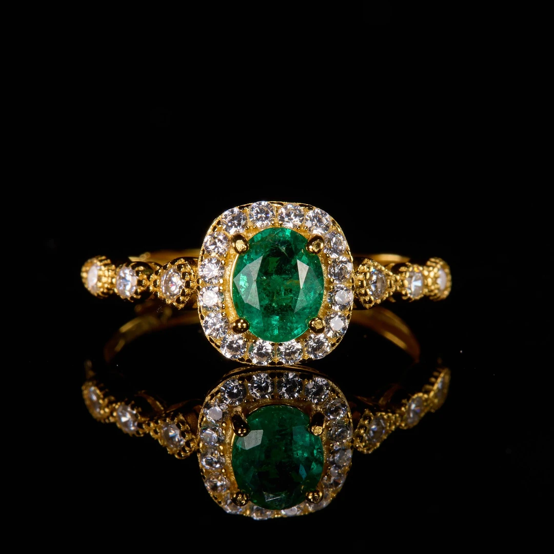 珠宝925银祖母绿戒指多样性发货