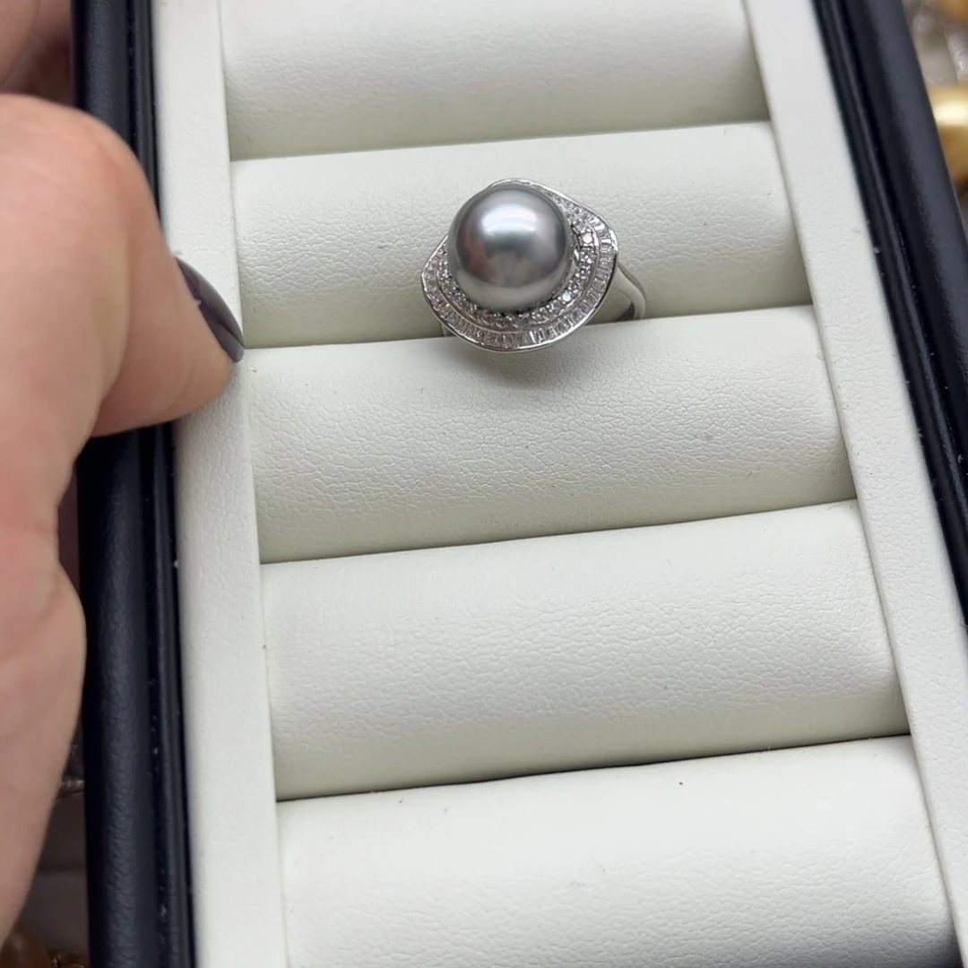 银S925镶嵌戒指海水珍珠