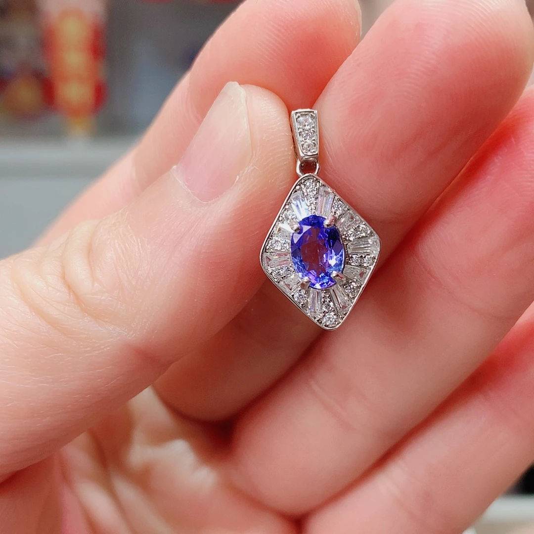 坦桑石颈饰银S925镶嵌