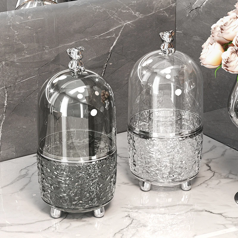 北欧客厅化妆品收纳盒化妆品收纳架置物架旋转装饰品简约轻奢