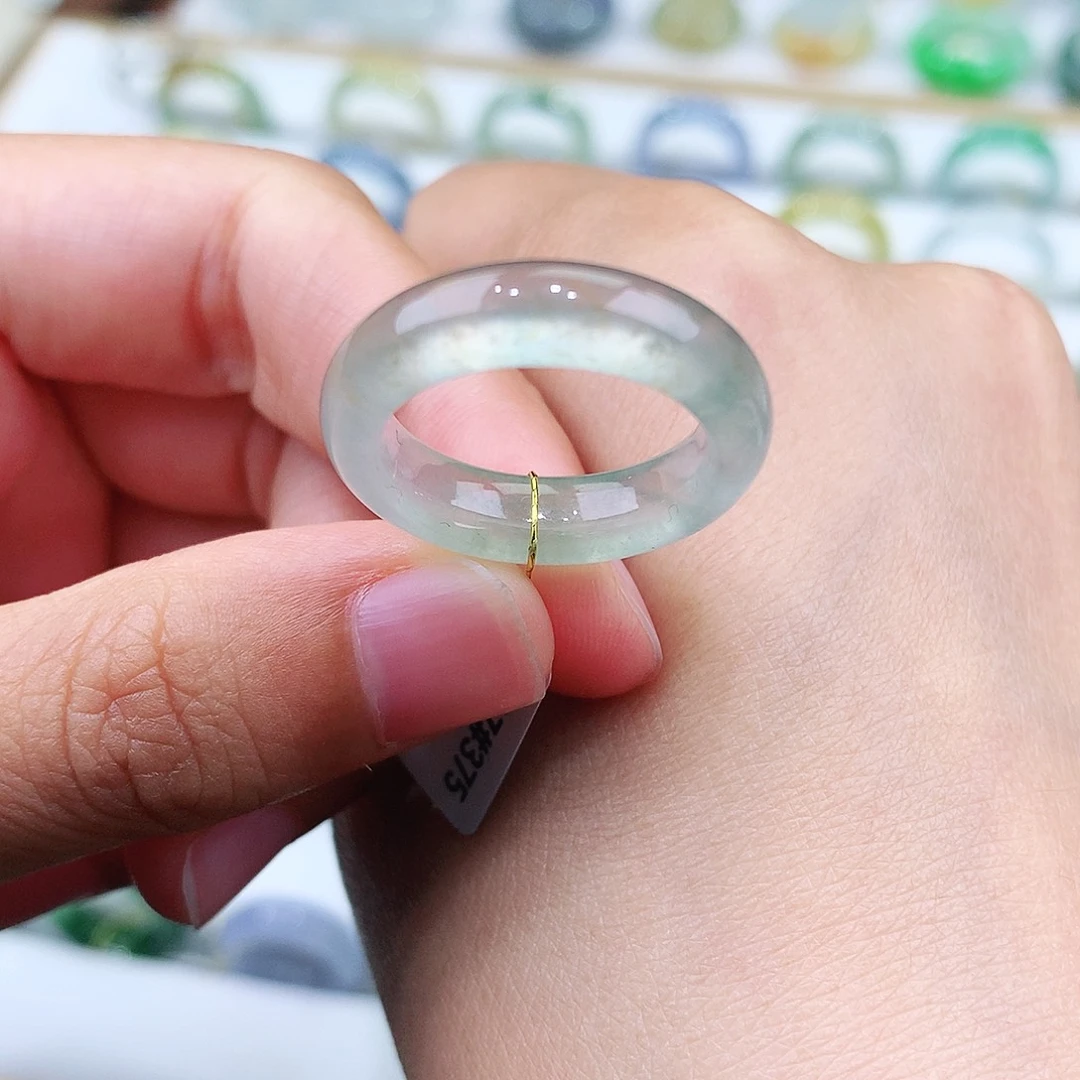 翡翠戒指未镶嵌14-15号高冰撒金