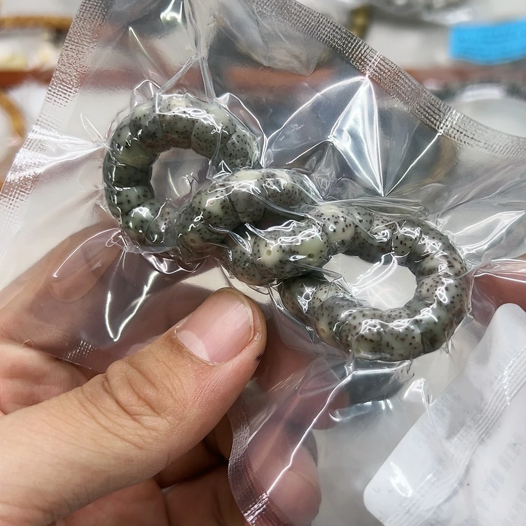 星月菩提手串55荣耀糯冰绿石玉星月菩提单圈猪大肠10