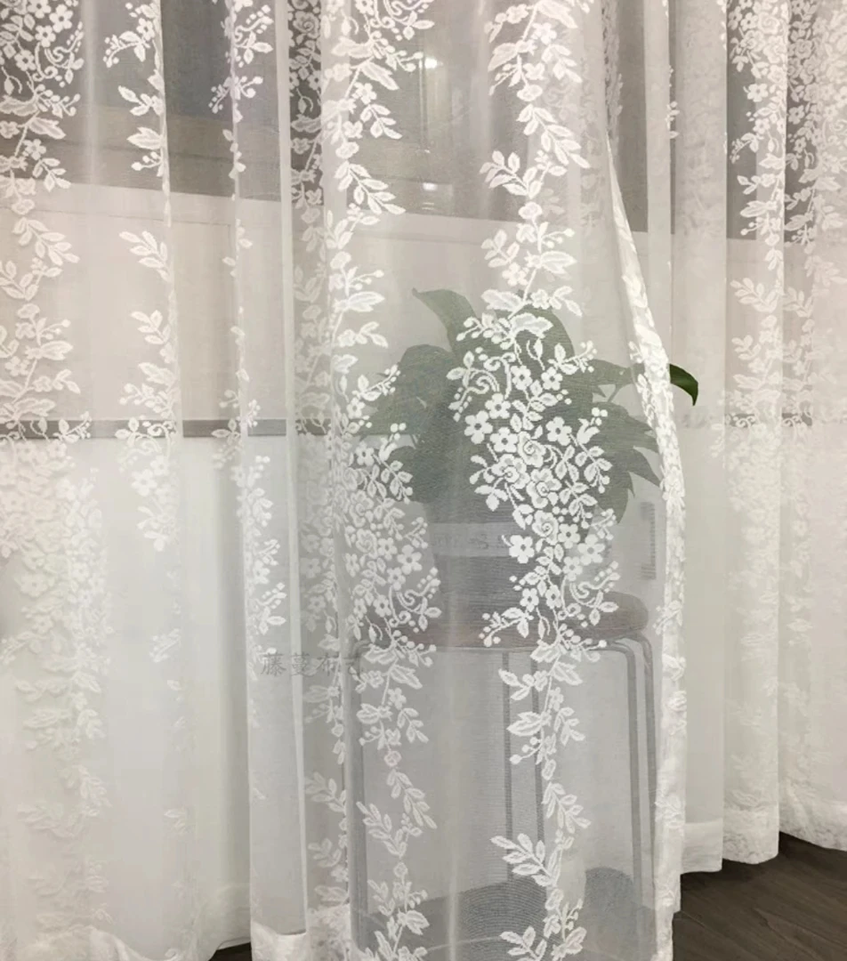 白色天丝藤蔓成品纱（挂钩单买）4米对开，高2米5