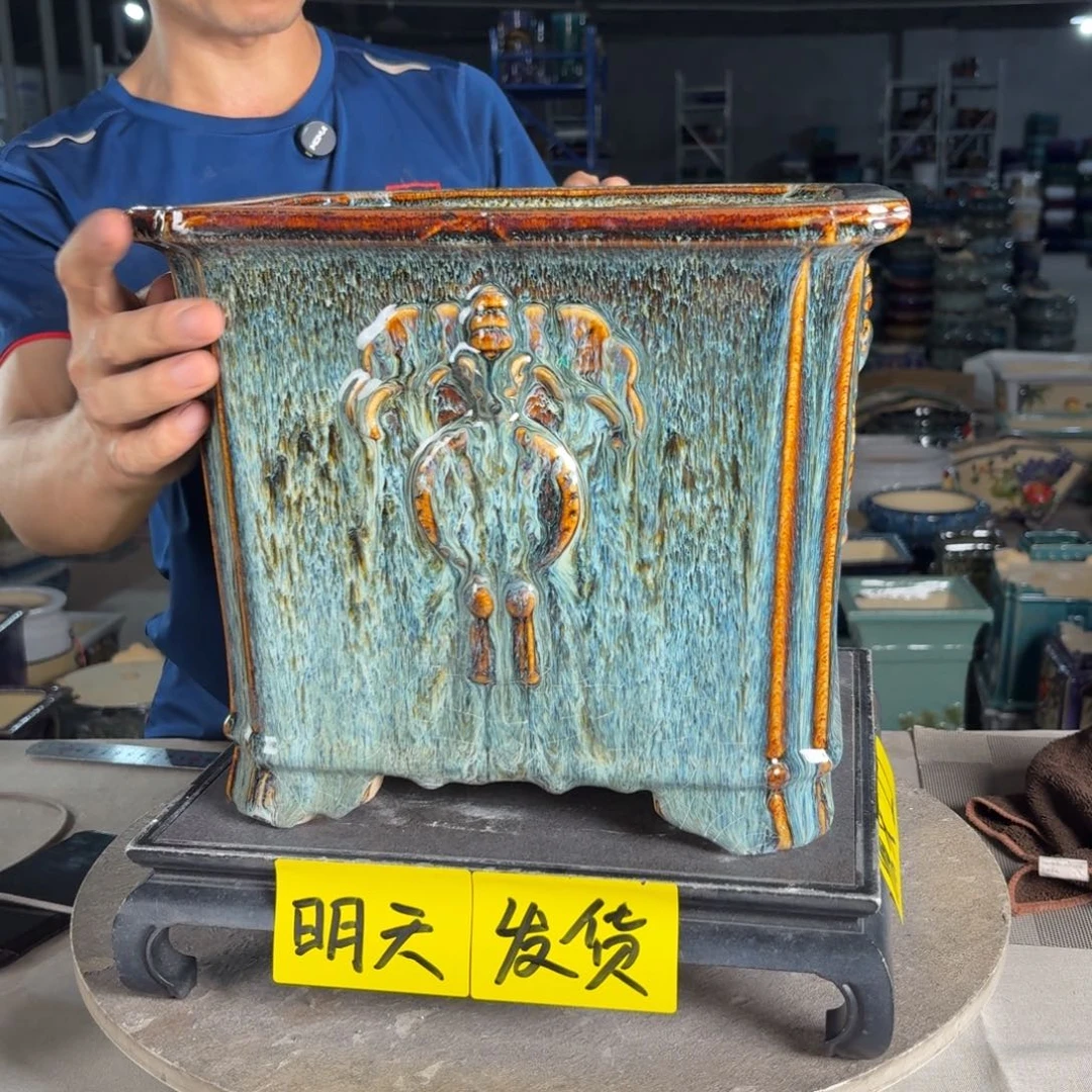 一风堂石湾花盆 内24*22高温裂瑕疵738