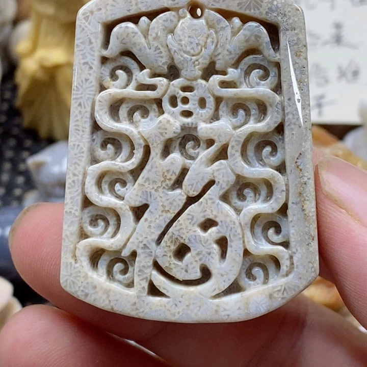 颈饰未镶嵌硅化珊瑚（珊瑚玉）
