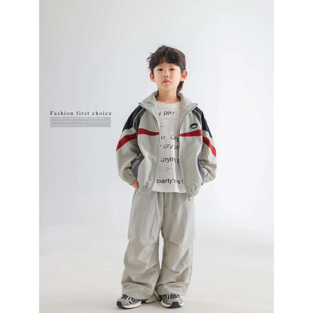 in 爱：mp25春季男童立领帅气运动套装韩版儿童拼色休闲两件套5042