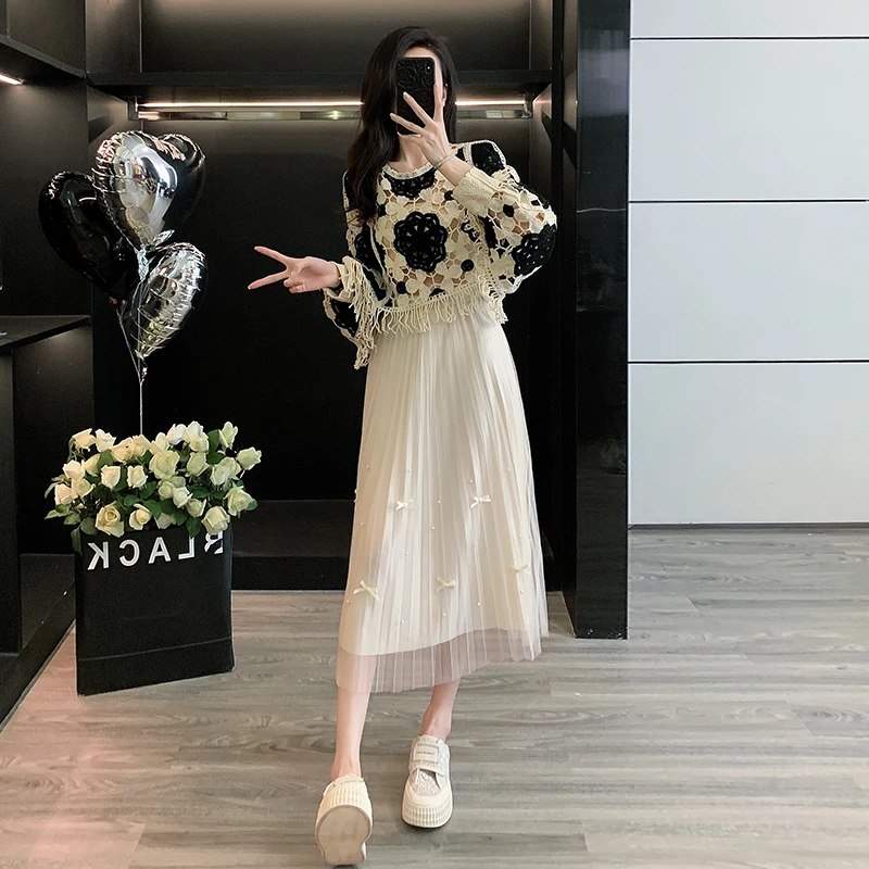 原宿风休闲风轻熟风时尚套装女装长裙轻奢蕾丝显瘦气质夏季法式