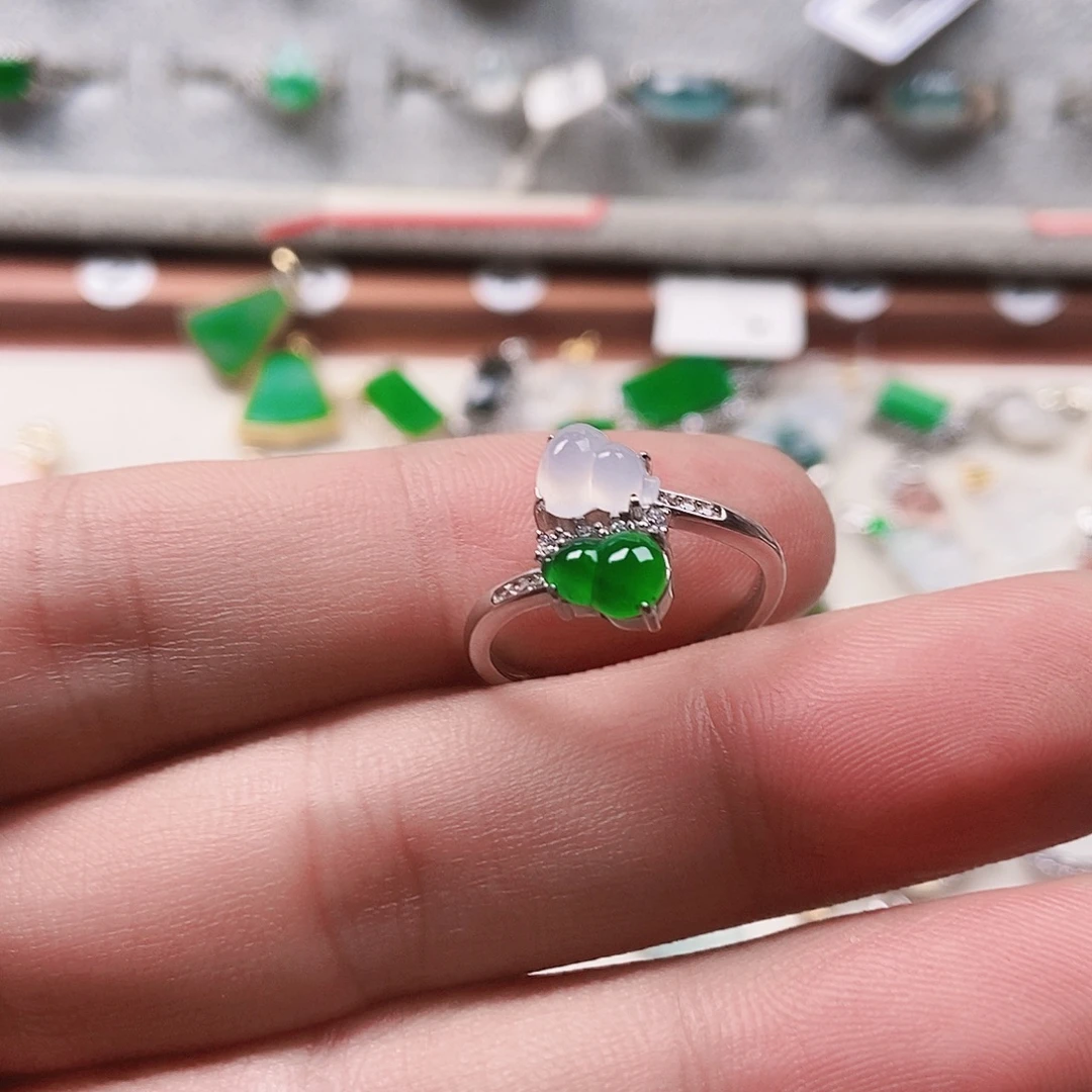 翡翠银S925镶嵌戒指