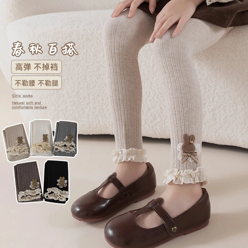 女童宝宝打底裤春秋外穿棉女孩薄款儿童小女孩洋气九分春季公仔