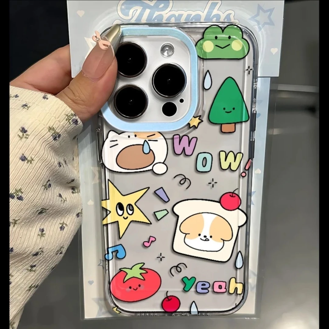 西红柿吐司宝宝卡通适用于苹果16/15手机壳iPhone14透明大孔13pro
