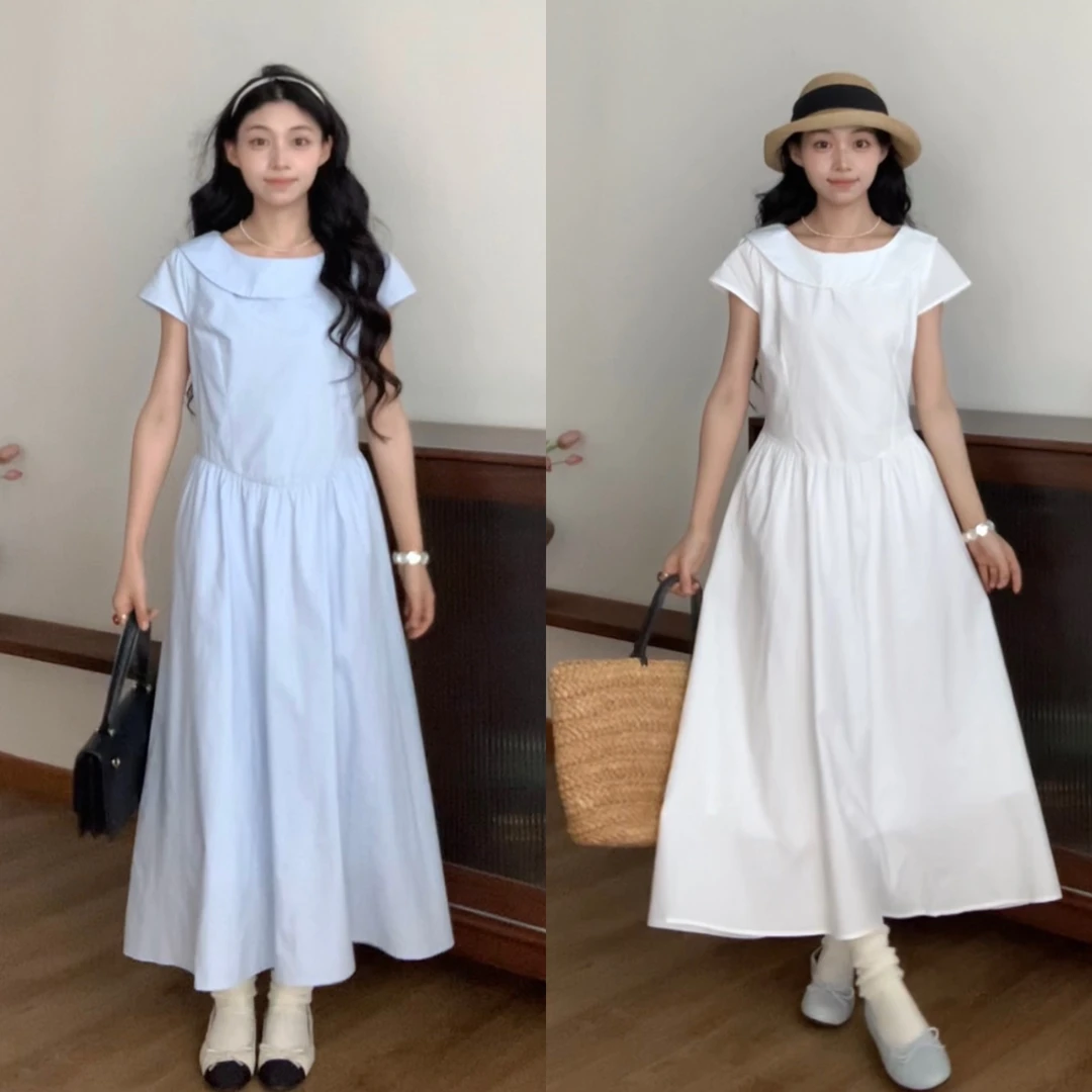 2371 “尤莉少女”法式滚边领优雅公主腰无袖背心裙