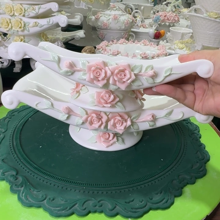 23厘米玫瑰花高脚餐盘
