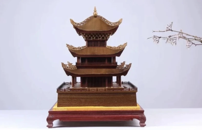 金丝楠木岳阳楼摆件