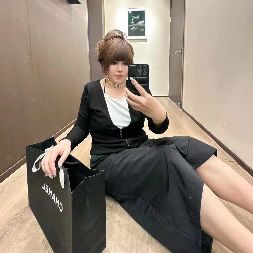 D759早春2025新款假两件双拉链设计感收腰显瘦T恤