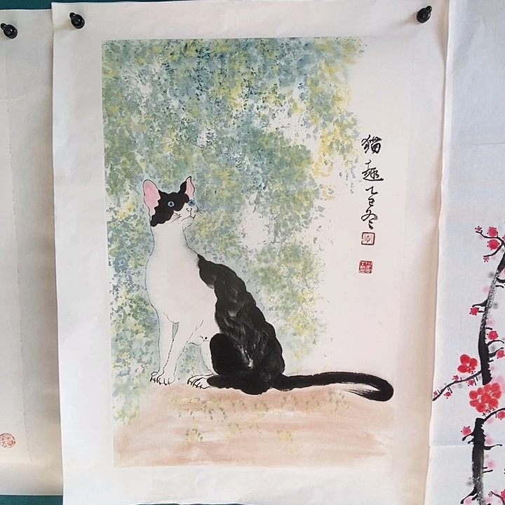 国画四尺三开手绘huajiao