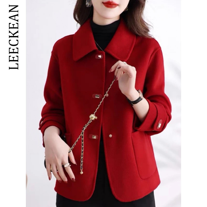 【尖货甄选】高级感双面绒毛呢外套女2025秋冬新款洋气纯色显瘦大衣