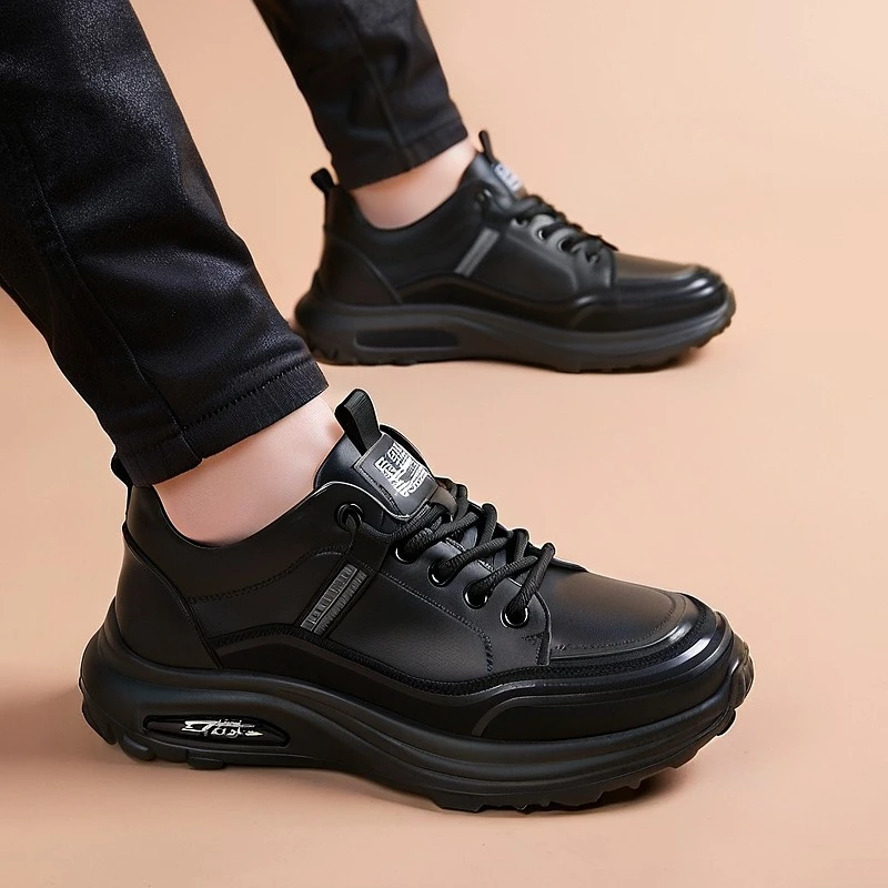 2025新款男鞋春季潮鞋轻便百搭时尚潮流休闲皮鞋真皮头层牛皮单鞋