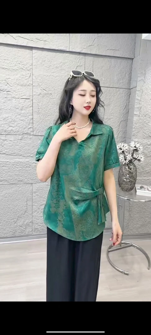 短袖夏季成人翻领印染不起球衬衫时尚小衫欧若新中式