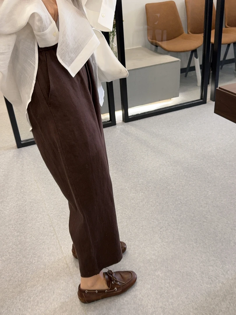 ［IAMMEIYA］-大骨架穿搭 桦芯 100%亚麻九分裤25103