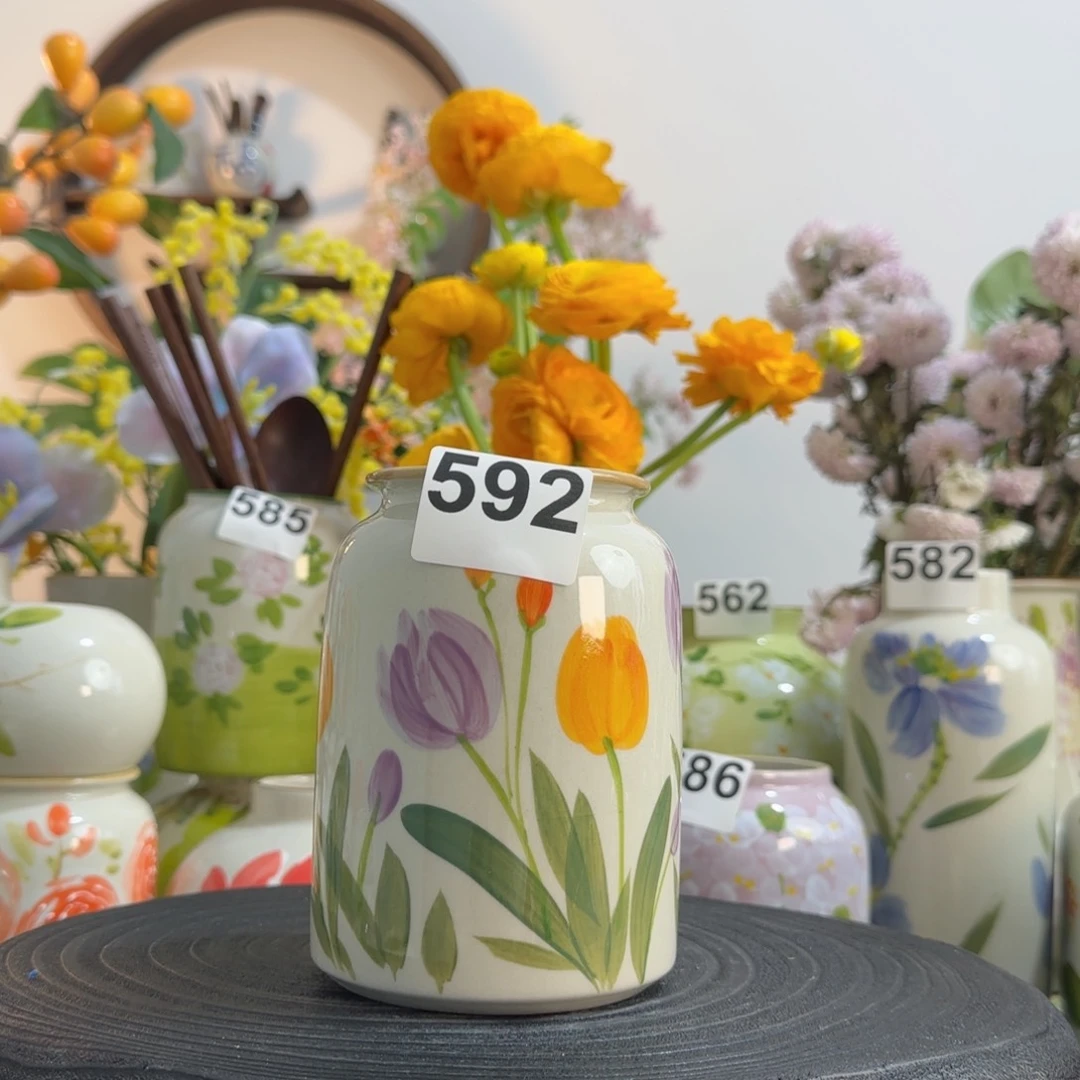 摆件景德镇手作陶瓷花瓶摆件无孔