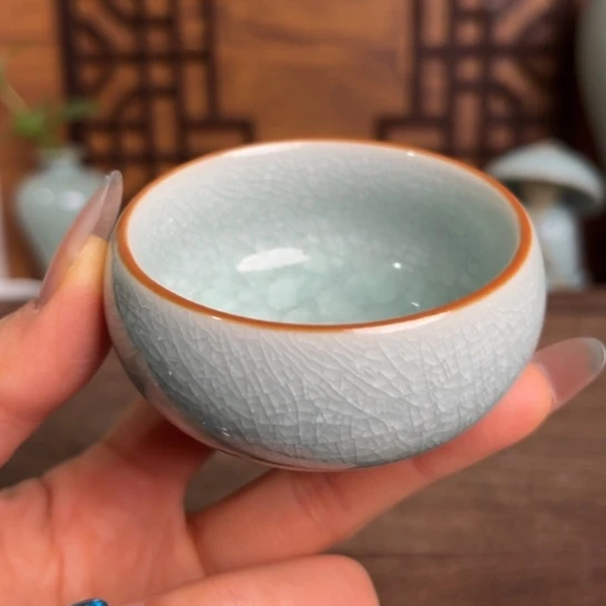 杯汝瓷原产地雪花冰片小禅定杯50ml裸发