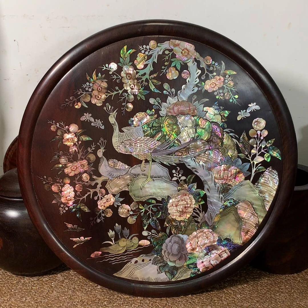 木交趾黄檀螺钿工艺盘