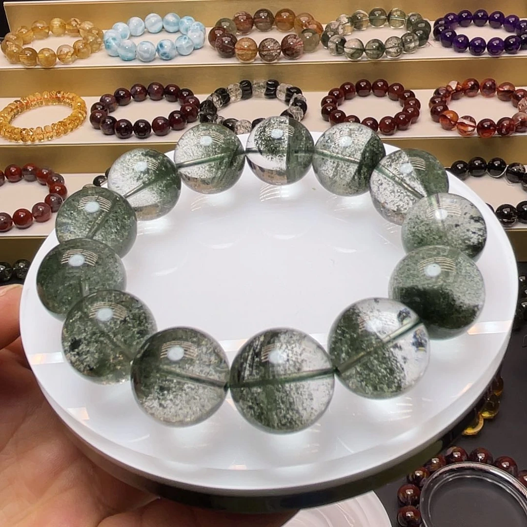 水晶手链未镶嵌绿幽灵千层手链