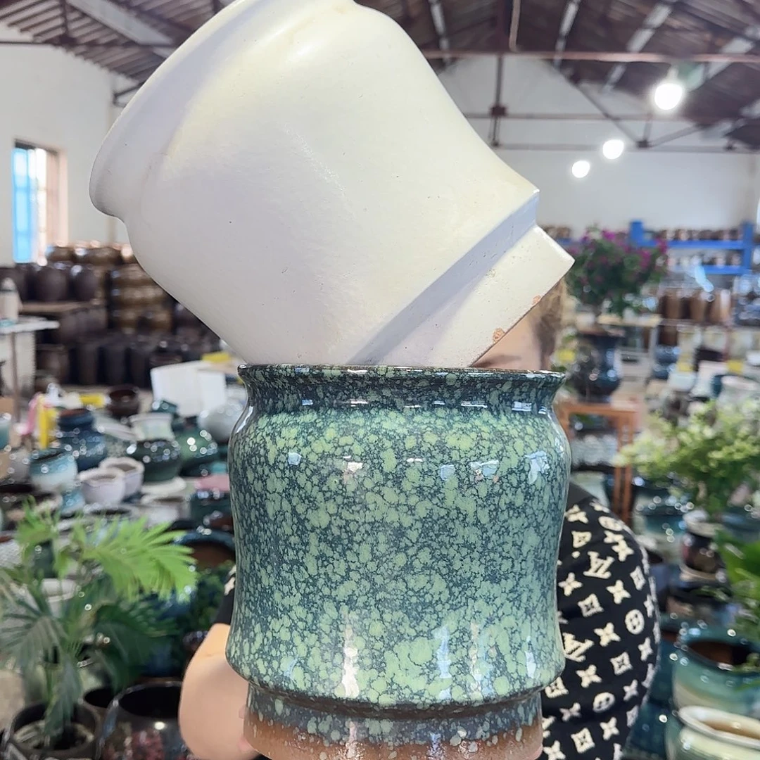 紫砂花盆高21口19