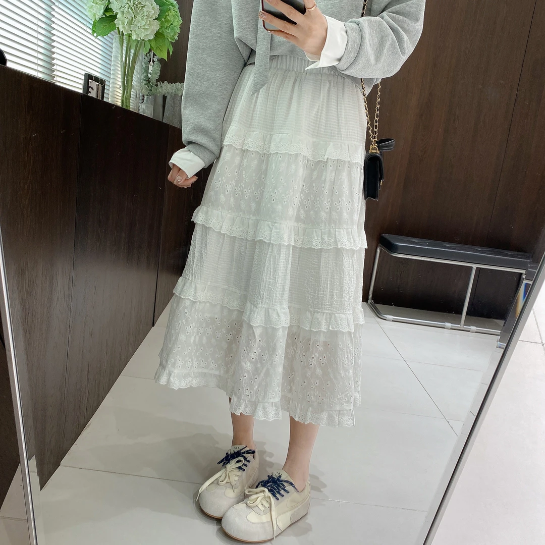 IMFLY金小金自制女装 莱赛尔半身裙DYQ667早春温柔气质蛋糕长裙子