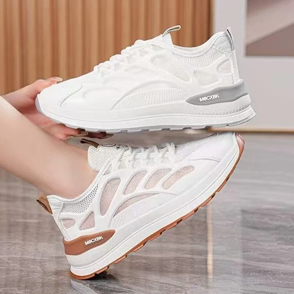 夏季网面小白鞋减震运动鞋软底女2025防滑透气老爹鞋爆款时尚百搭