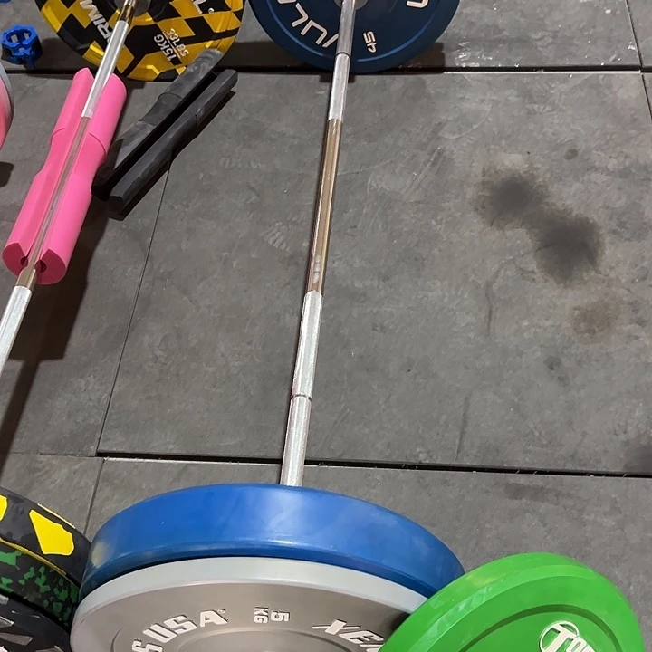 微瑕82公斤杠铃套餐灰绿蓝送卡扣护肩