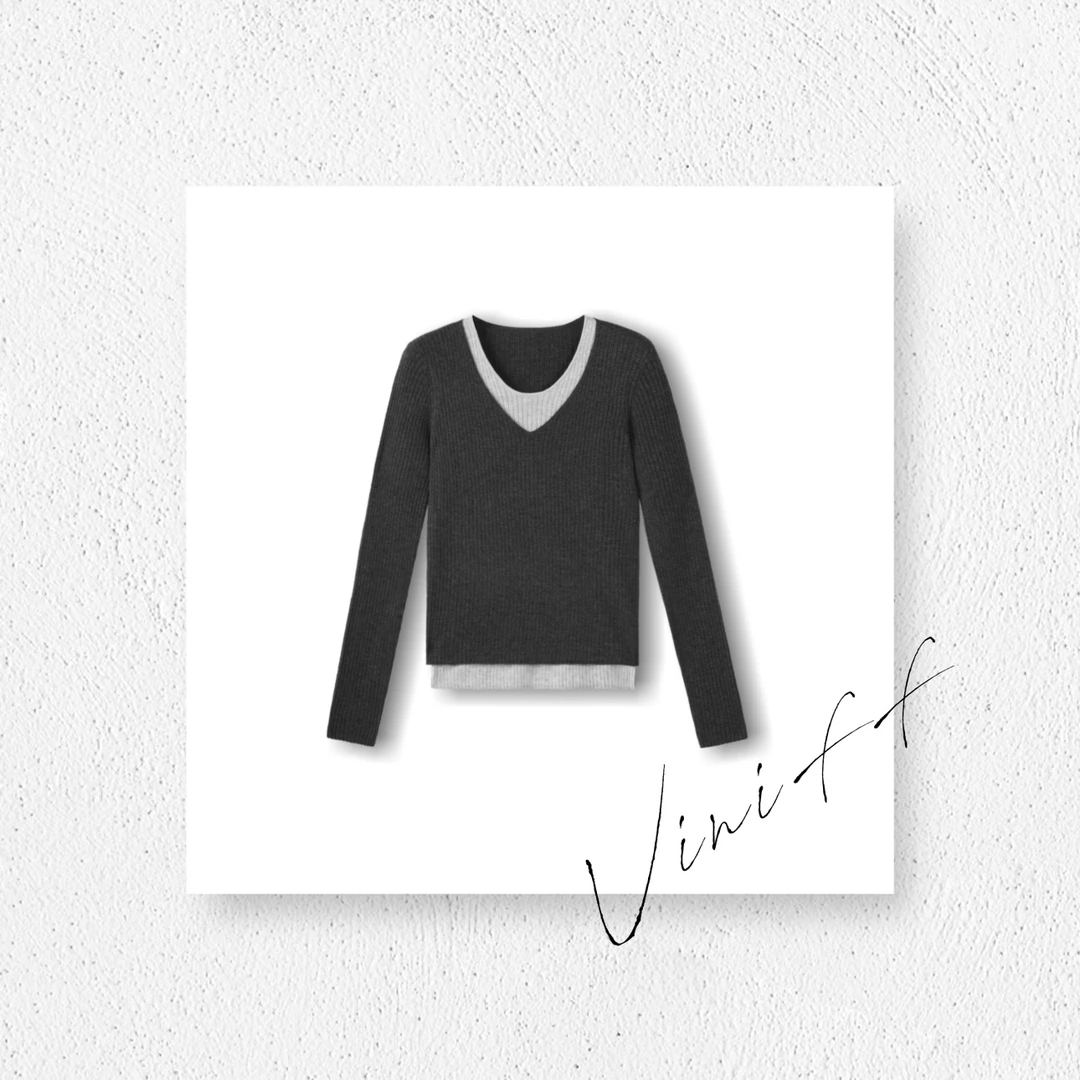 ViniFF薇妮｜时尚纯色丝光真两件打底衫CSY-SC-S10741