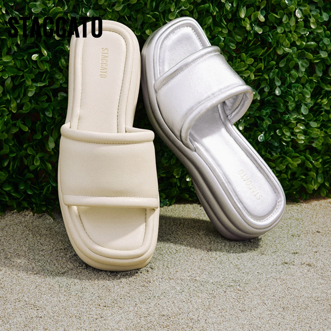 思加图夏季新款布蕾雪芙拖奶油鞋休闲拖鞋厚底凉鞋女EI806BT4