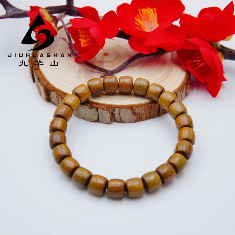 九华山官方正品绿檀直切桶珠手串