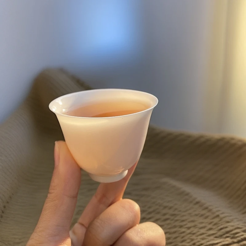 景德镇薄胎铃铛单杯纯白瓷主人杯手工高温烧制茶杯个人专用